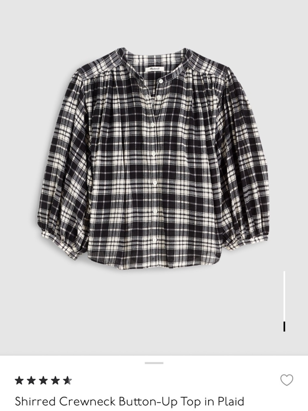 Madewell plaid gingham button up blouse top